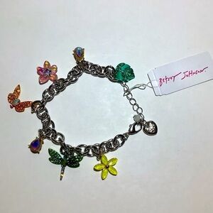 Betsey Johnson Garden Glam Dragonfly Charm Bracelet New